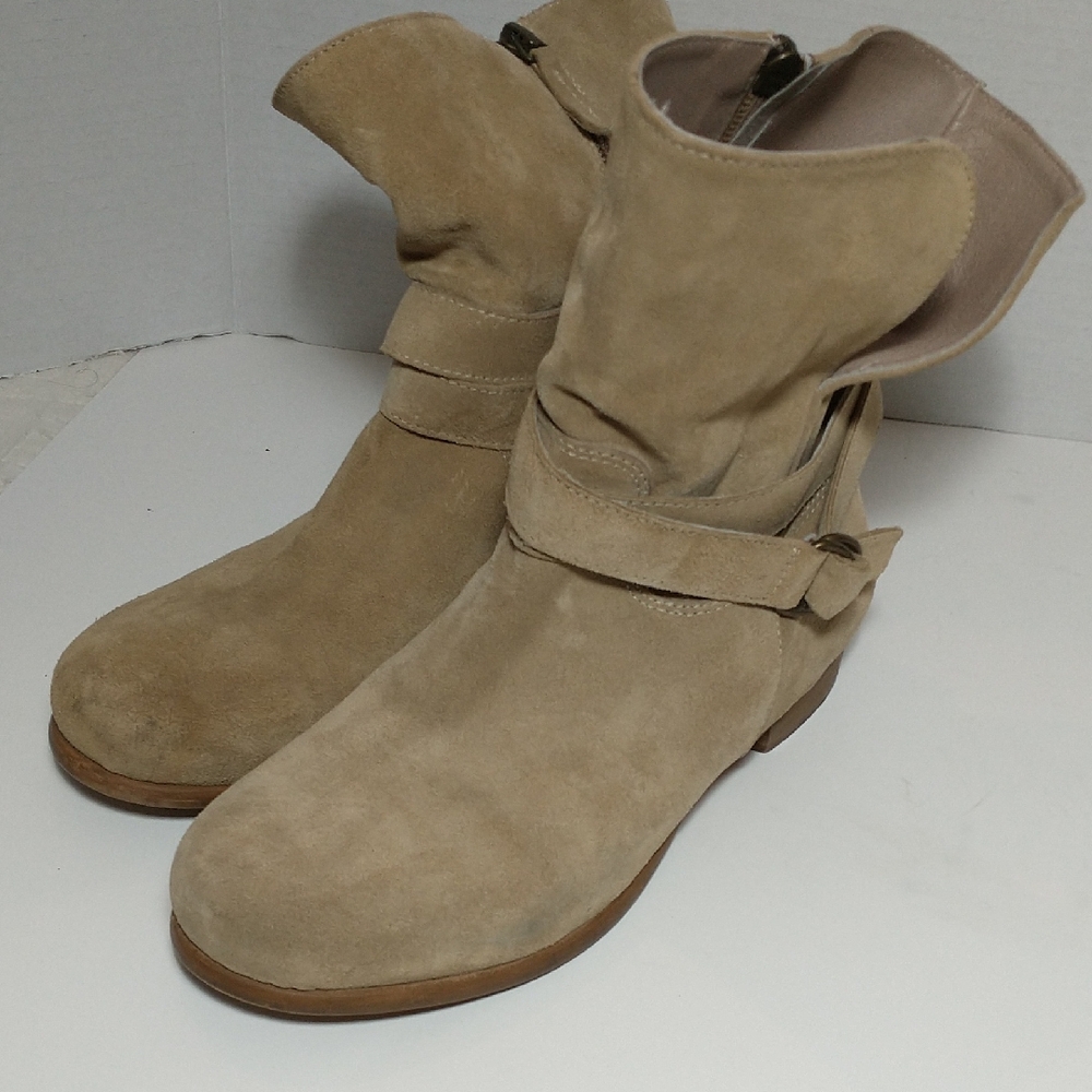 Garnet Hill, Genuine Leather, Made In Italy, Mid High Ankle Boot, Tan,‎ Size 9.5